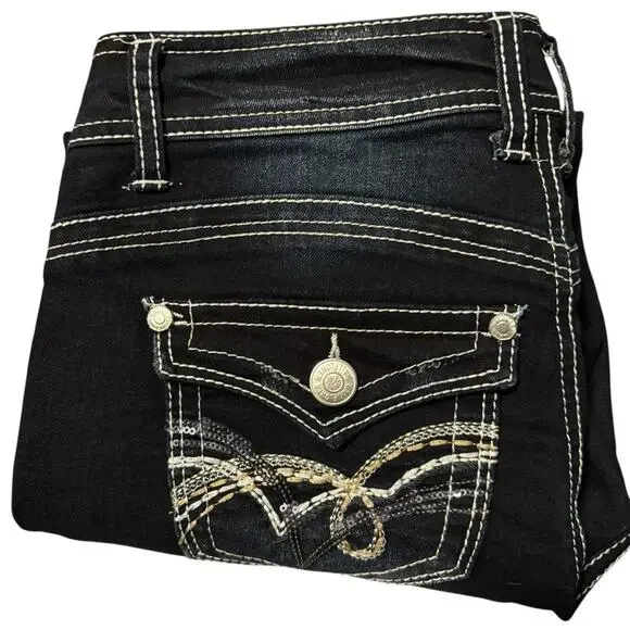 Wallflower Dark Indigo Flare Jeans Size 9 - Picture 7 of 9